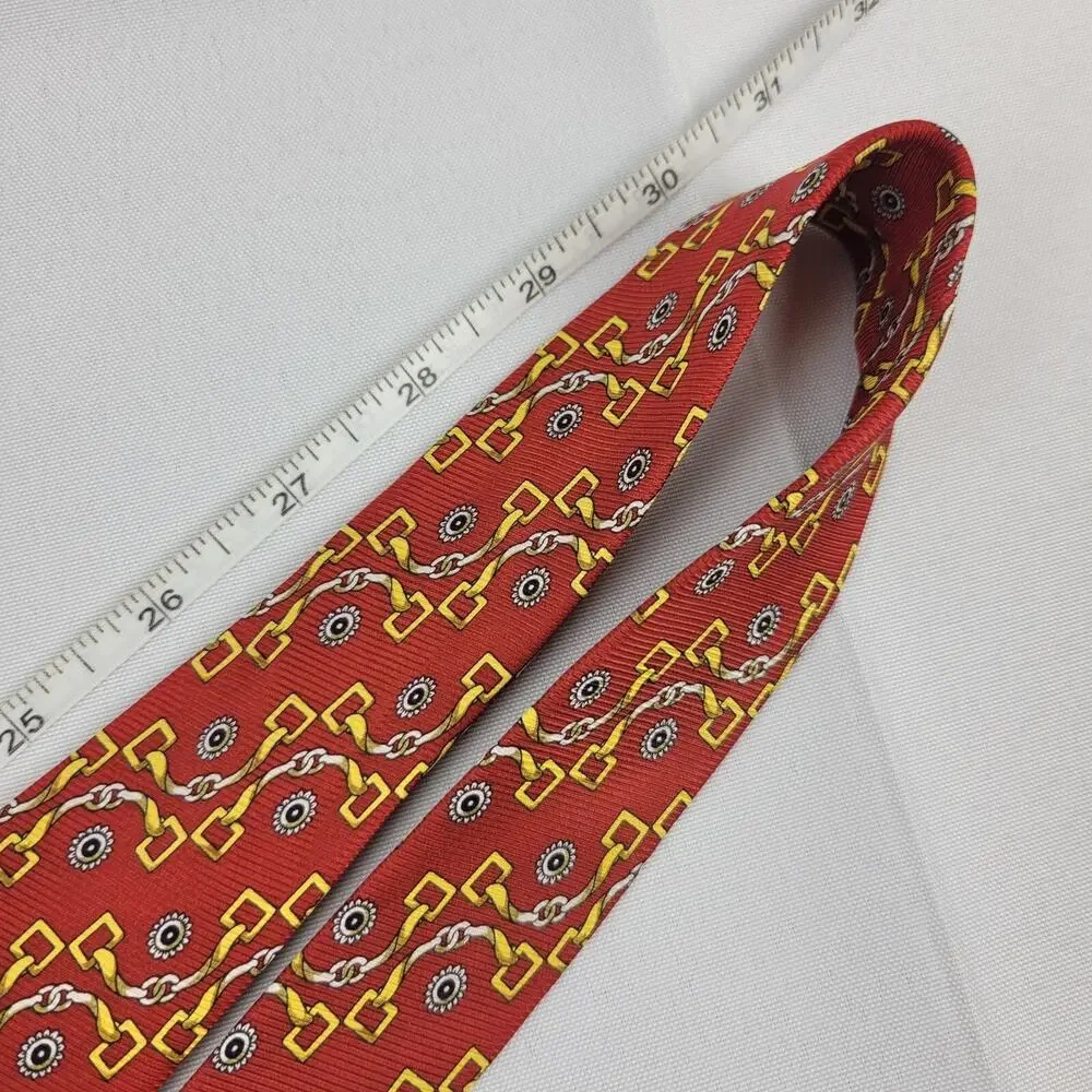 BIJOUX TERNER Red Horsebit 100% Silk Neck Tie 62